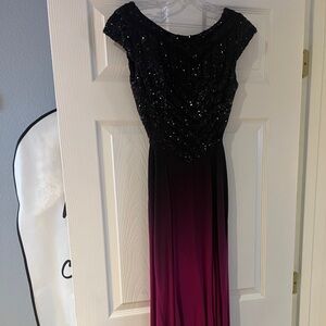 Elegant Black and Purple Ombre Floor length Gown